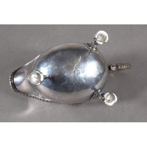 24 - Geo III silver sauce boat with gadrooned edge and raised on three shell shaped feet, Daniel Smith &a... 