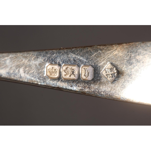 26 - Victorian set of twelve silver teaspoons and matching sugar tongs, in fitted case, Martin, Hall &amp... 