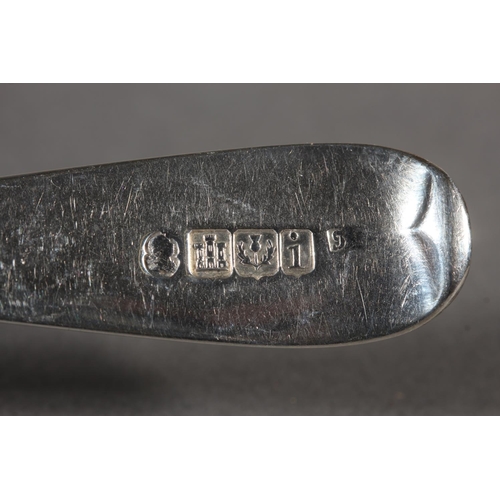 27 - Harlequin set of six Scottish silver dessert spoons, makers WA, AW and JE, all Edinburgh, 180g.