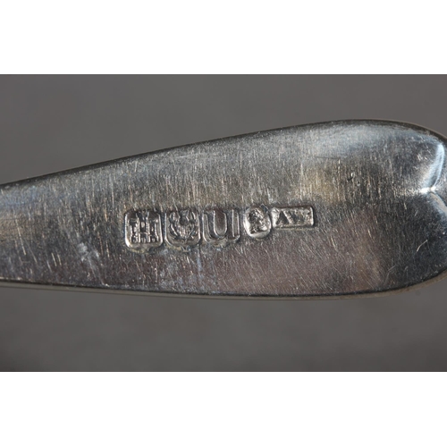 27 - Harlequin set of six Scottish silver dessert spoons, makers WA, AW and JE, all Edinburgh, 180g.