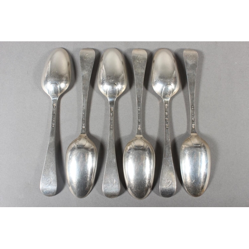 28 - Set of six Scottish silver tablespoons, maker RG - possibly Robert Greig, Perth, 445g.