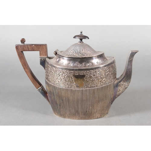 32 - Victorian silver three-piece tea service by James Dixon & Sons Ltd, Sheffield 1899, 840g gross.&... 