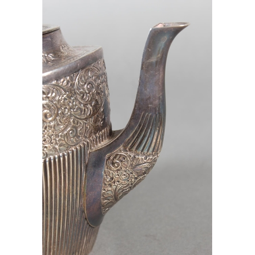 32 - Victorian silver three-piece tea service by James Dixon & Sons Ltd, Sheffield 1899, 840g gross.&... 