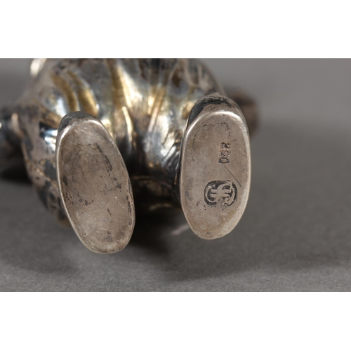 33 - Pair of German novelty 800 grade cast silver figural pepper pot condiments in the form of a Dutch bo... 