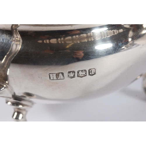 4 - Geo V silver three piece tea service comprising of teapot, sugar bowl and cream jug,&nbsp;Atkin Brot... 