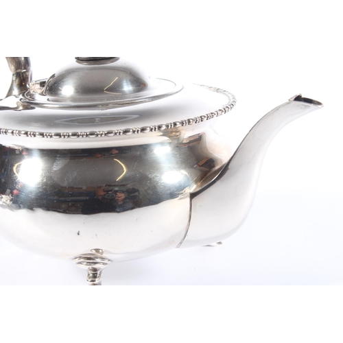4 - Geo V silver three piece tea service comprising of teapot, sugar bowl and cream jug,&nbsp;Atkin Brot... 