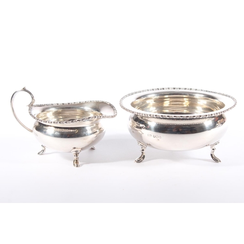 4 - Geo V silver three piece tea service comprising of teapot, sugar bowl and cream jug,&nbsp;Atkin Brot... 