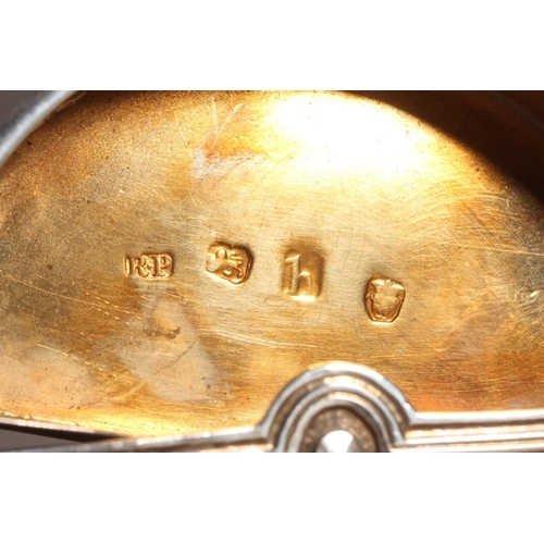 10 - Antique silver half moon shaped snuff box, with swivel top with figure decoration, Robert Peaston, L... 