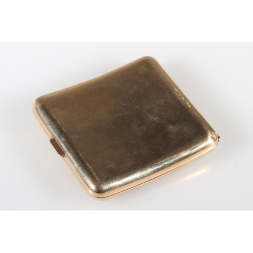 106 - 9ct yellow gold cigarette case of curved form, the front cover with initialled monogram,&nbsp;Adie B... 