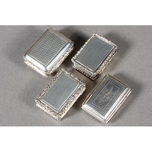 5 - Four antique silver vinaigrettes, three John Betteridge and one John Lawrence, Birmingham, 73g.&nbsp... 