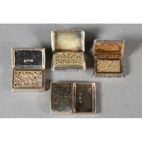 5 - Four antique silver vinaigrettes, three John Betteridge and one John Lawrence, Birmingham, 73g.&nbsp... 