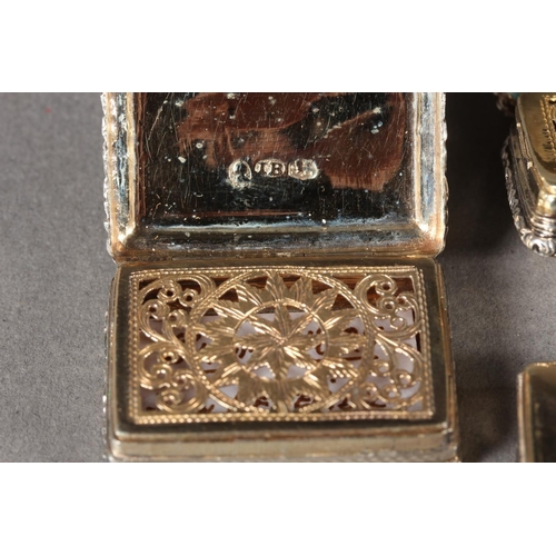 5 - Four antique silver vinaigrettes, three John Betteridge and one John Lawrence, Birmingham, 73g.&nbsp... 
