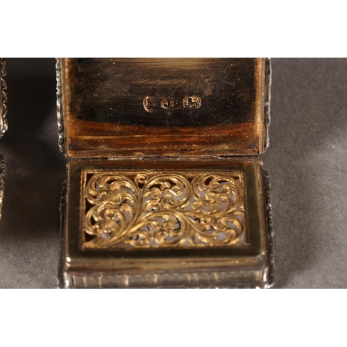 5 - Four antique silver vinaigrettes, three John Betteridge and one John Lawrence, Birmingham, 73g.&nbsp... 