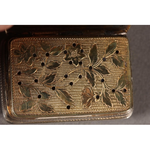 6 - Three antique silver vinaigrettes, two by Joseph Wilmore and one Joseph Taylor, Birmingham, 49g.