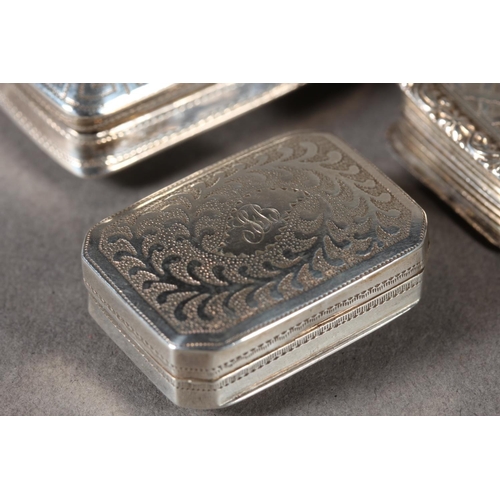 6 - Three antique silver vinaigrettes, two by Joseph Wilmore and one Joseph Taylor, Birmingham, 49g.