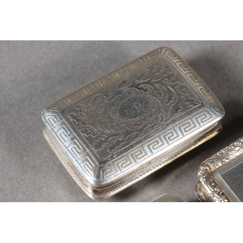 6 - Three antique silver vinaigrettes, two by Joseph Wilmore and one Joseph Taylor, Birmingham, 49g.