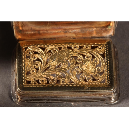 6 - Three antique silver vinaigrettes, two by Joseph Wilmore and one Joseph Taylor, Birmingham, 49g.