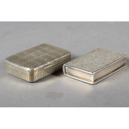 8 - William IV antique silver snuff box in the form of a book, G M Horton, London, 1836, and a Geo III s... 