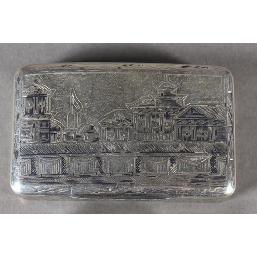 9 - Russian silver niello work snuff box, Moscow, 1840 and an antique silver snuff box, William Oliver, ... 