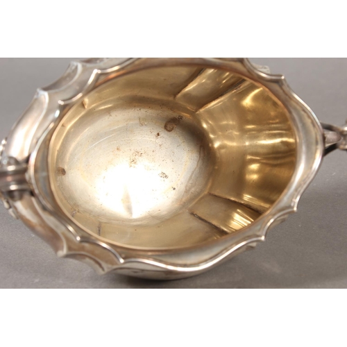 40 - Geo V silver sugar bowl with loop handles raised on whorl feet, '1st Arab Hacks, Grand Slam, 1910', ... 