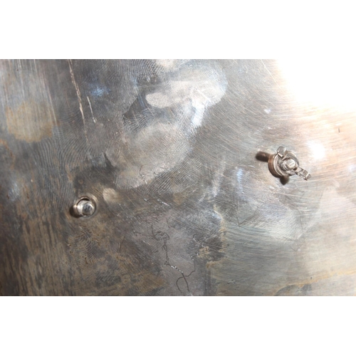 41 - Edwardian silver desk stand with double inkwell sections and pen tray to the front, maker SL Ld, Lon... 