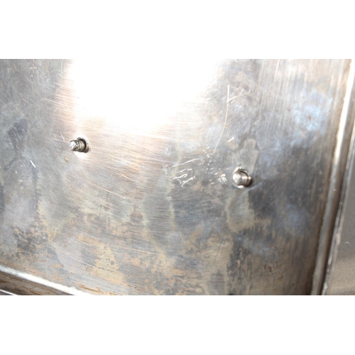 41 - Edwardian silver desk stand with double inkwell sections and pen tray to the front, maker SL Ld, Lon... 