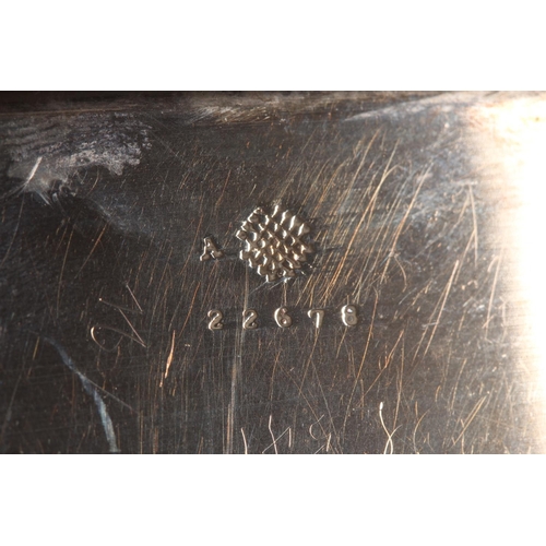 41 - Edwardian silver desk stand with double inkwell sections and pen tray to the front, maker SL Ld, Lon... 