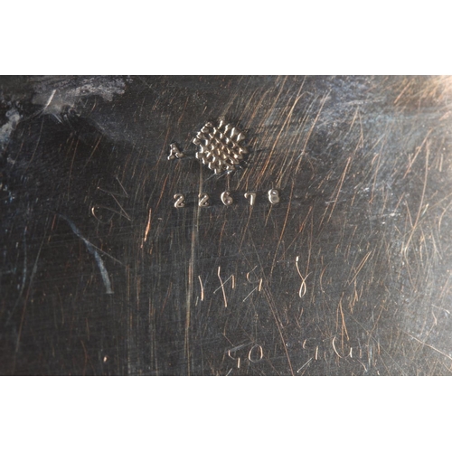 41 - Edwardian silver desk stand with double inkwell sections and pen tray to the front, maker SL Ld, Lon... 