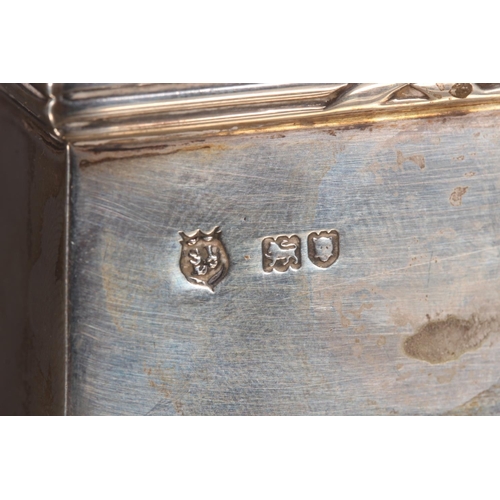 41 - Edwardian silver desk stand with double inkwell sections and pen tray to the front, maker SL Ld, Lon... 