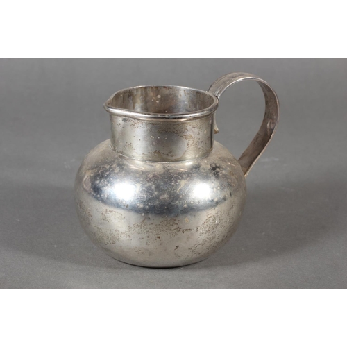 42 - Geo V silver cream jug with loop handle, maker possibly GE or GF, London, 1924, 279g.