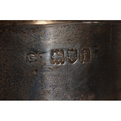 42 - Geo V silver cream jug with loop handle, maker possibly GE or GF, London, 1924, 279g.