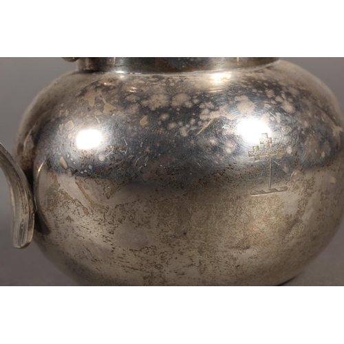 42 - Geo V silver cream jug with loop handle, maker possibly GE or GF, London, 1924, 279g.