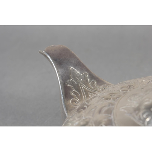 43 - Geo IV silver teapot with heavy foliate decoration and greyhound or whippet mount finial to the lid,... 