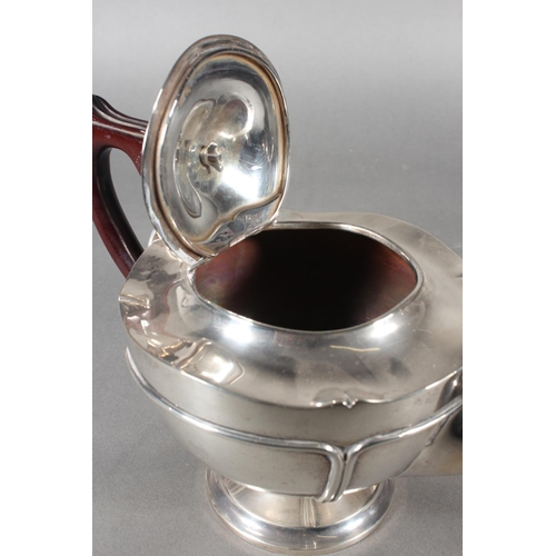 44 - Geo V silver teapot with wooden handle and knop, initialled S, Brook & Son, Sheffield, 1916, 823... 