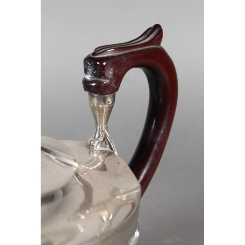 44 - Geo V silver teapot with wooden handle and knop, initialled S, Brook & Son, Sheffield, 1916, 823... 