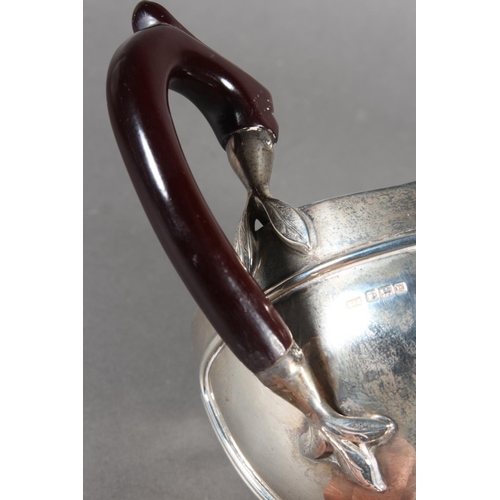 44 - Geo V silver teapot with wooden handle and knop, initialled S, Brook & Son, Sheffield, 1916, 823... 