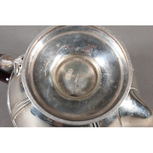 44 - Geo V silver teapot with wooden handle and knop, initialled S, Brook & Son, Sheffield, 1916, 823... 