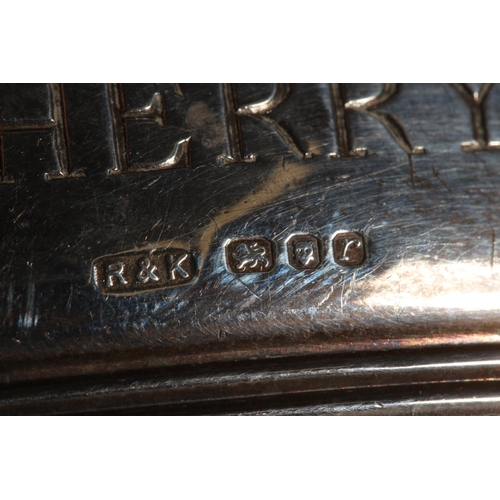 47 - Three silver decanter labels or bottle tags, 'Whisky' 'Brandy' and 'Sherry', all Richards & Knig... 