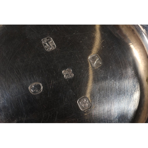 48 - Victorian silver three piece tea service with heavy foliate decoration, loop handle and knop to the ... 