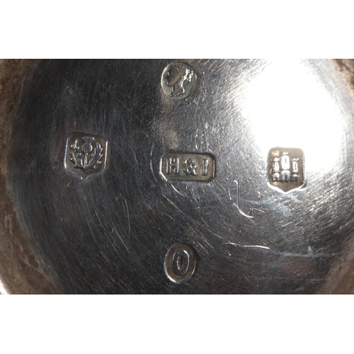 48 - Victorian silver three piece tea service with heavy foliate decoration, loop handle and knop to the ... 