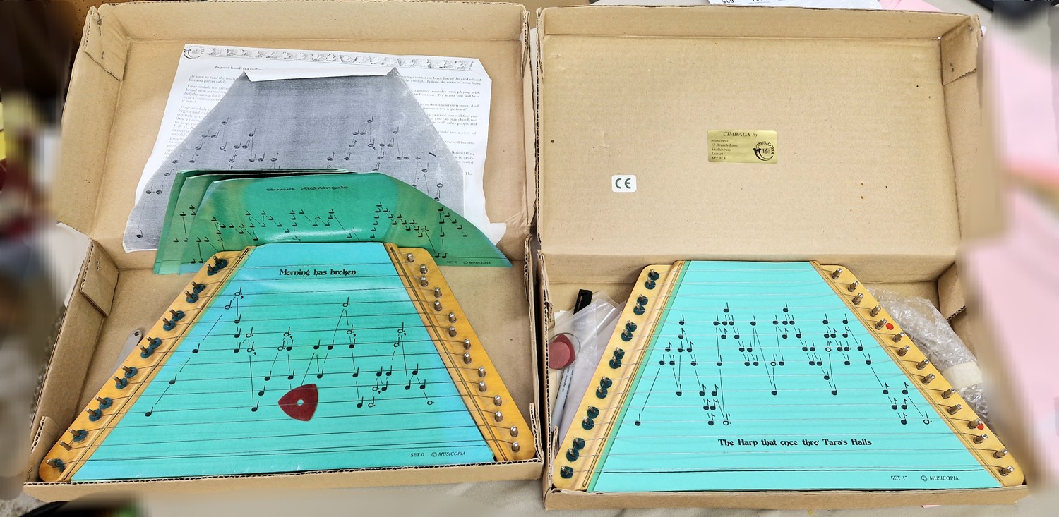 Two Cimbala instruments, boxed