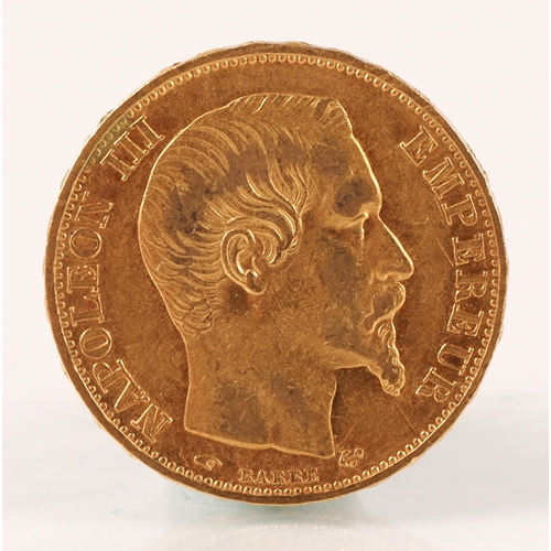 81 - Napoleon III French 20 Francs gold coin 1858, weight 6.4 grams
