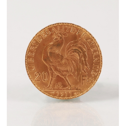 83 - French Republique 20 Francs gold coin 1911, weight 6.4 grams