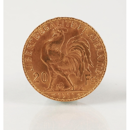 86 - French Republique 20 Francs gold coin 1911, weight 6.4 grams