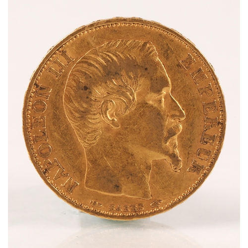 102 - Napoleon III French 20 franc gold coin 1854, weight 6.4 grams