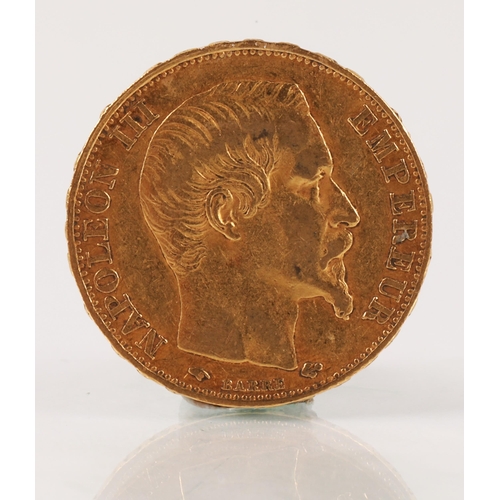 105 - Napoleon III French 20 franc gold coin 1856, weight 6.4 grams