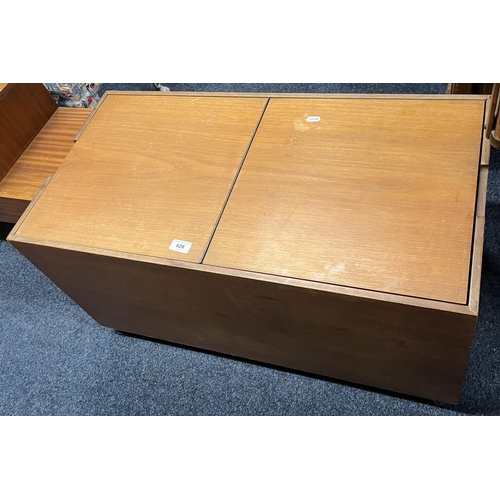 Teak twin section storage box.