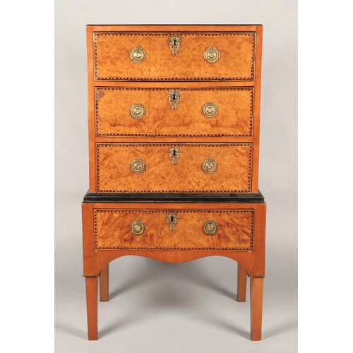 358 - 19th century walnut chest on stand, 116cm high, 67cm long, 41cm depth