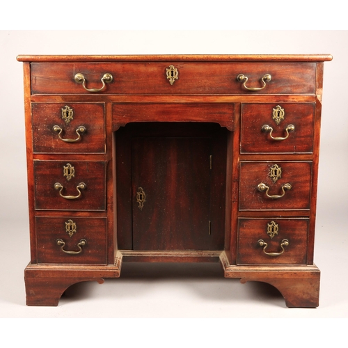 361 - George III mahogany kneehole desk, fitted drawer over freeze drawer, with three drawers either side,... 