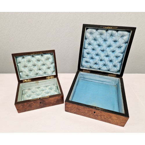 Two walnut inlaid boxes.